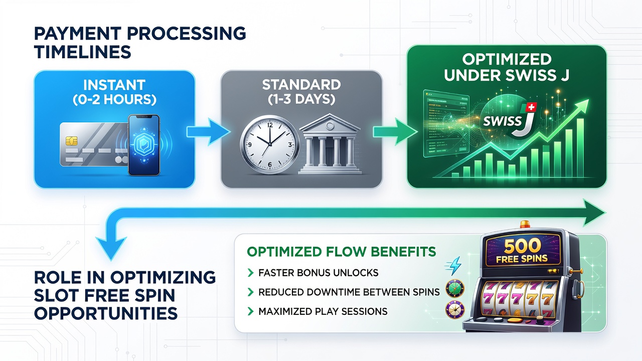 Timeline chart illustrating deposit clearance speeds for Swiss regulated casino bonuses